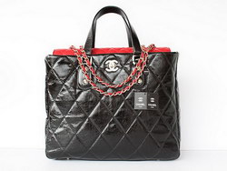 Best Replica Chanel Classic Calf Leather Handbags 39048 Black with Red Replica